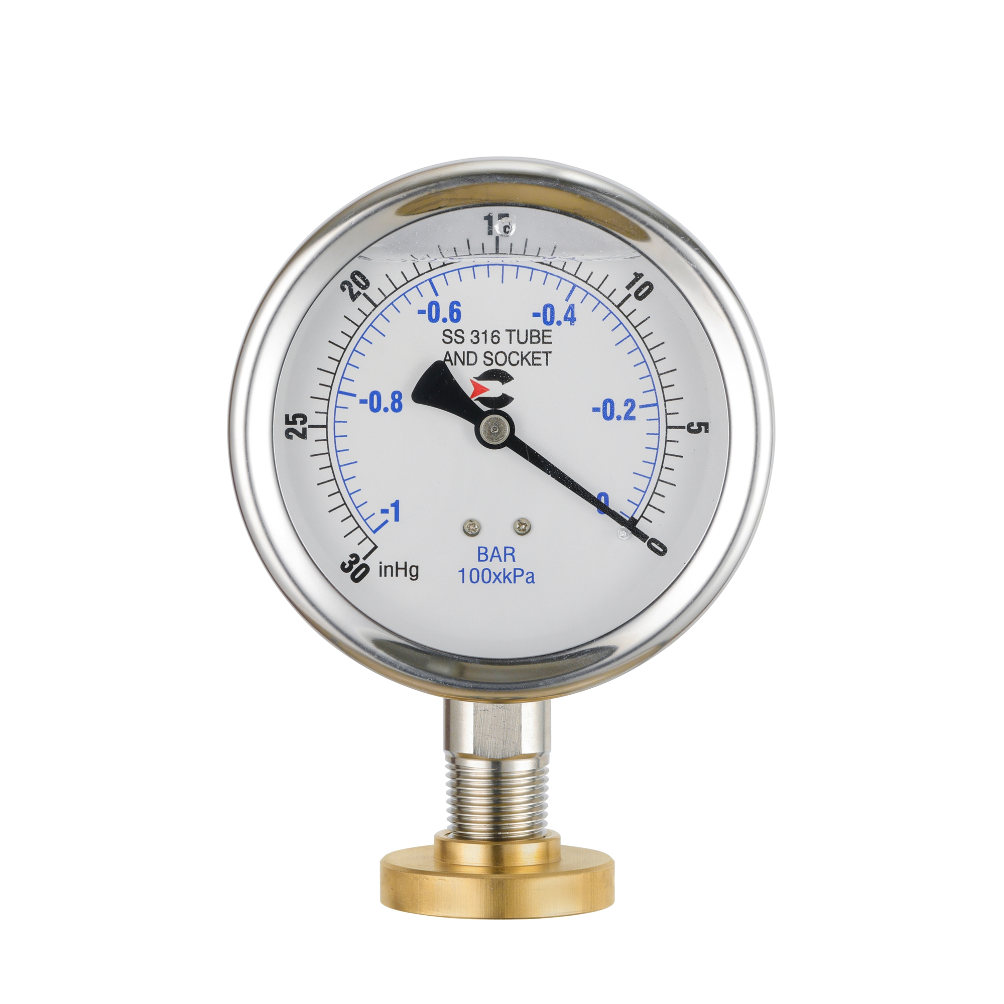Y100 all stainless steel oil filled and shockproof vacuum pressure gauge