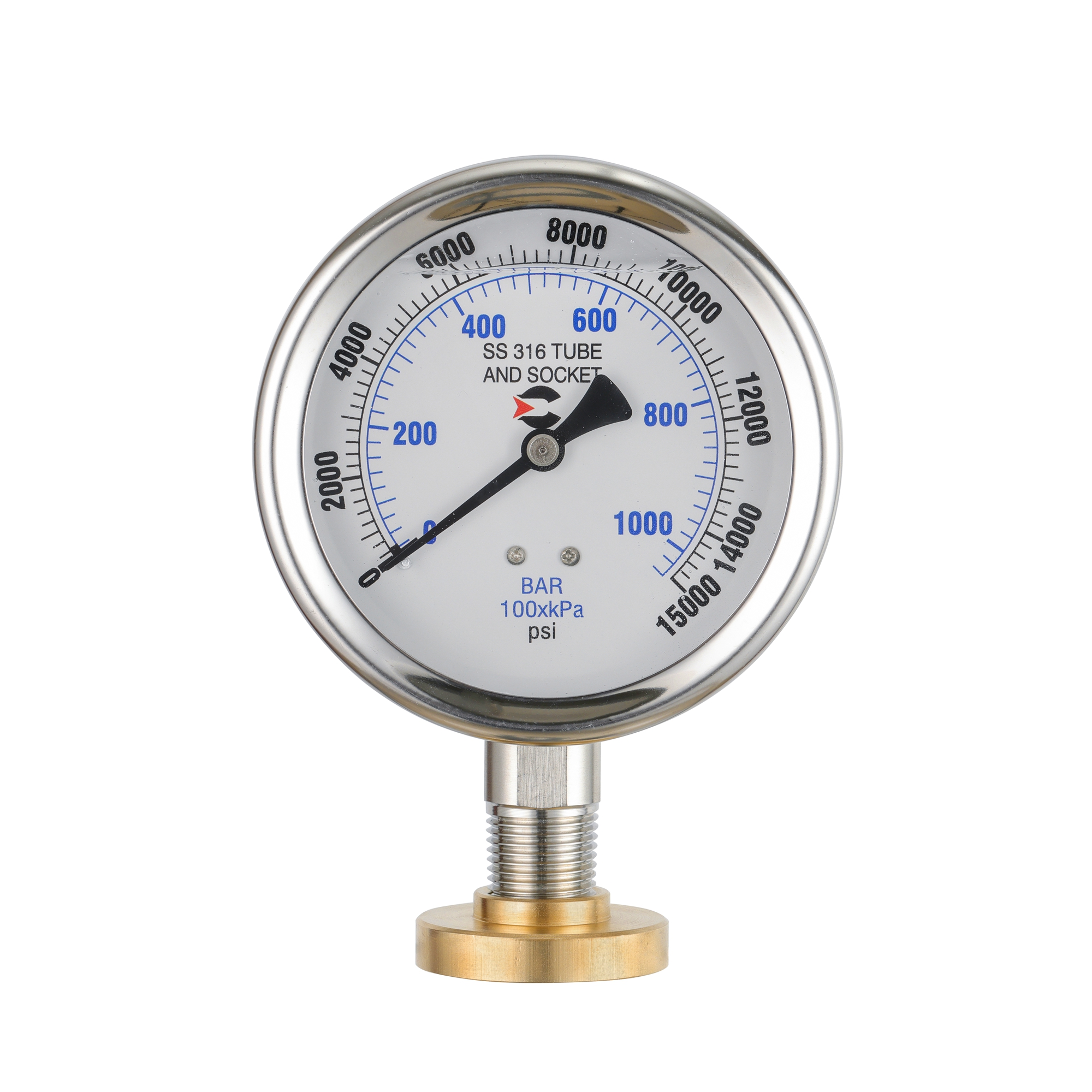 Y100 all stainless steel liquid filled shock resistant high-pressure pressure gauge