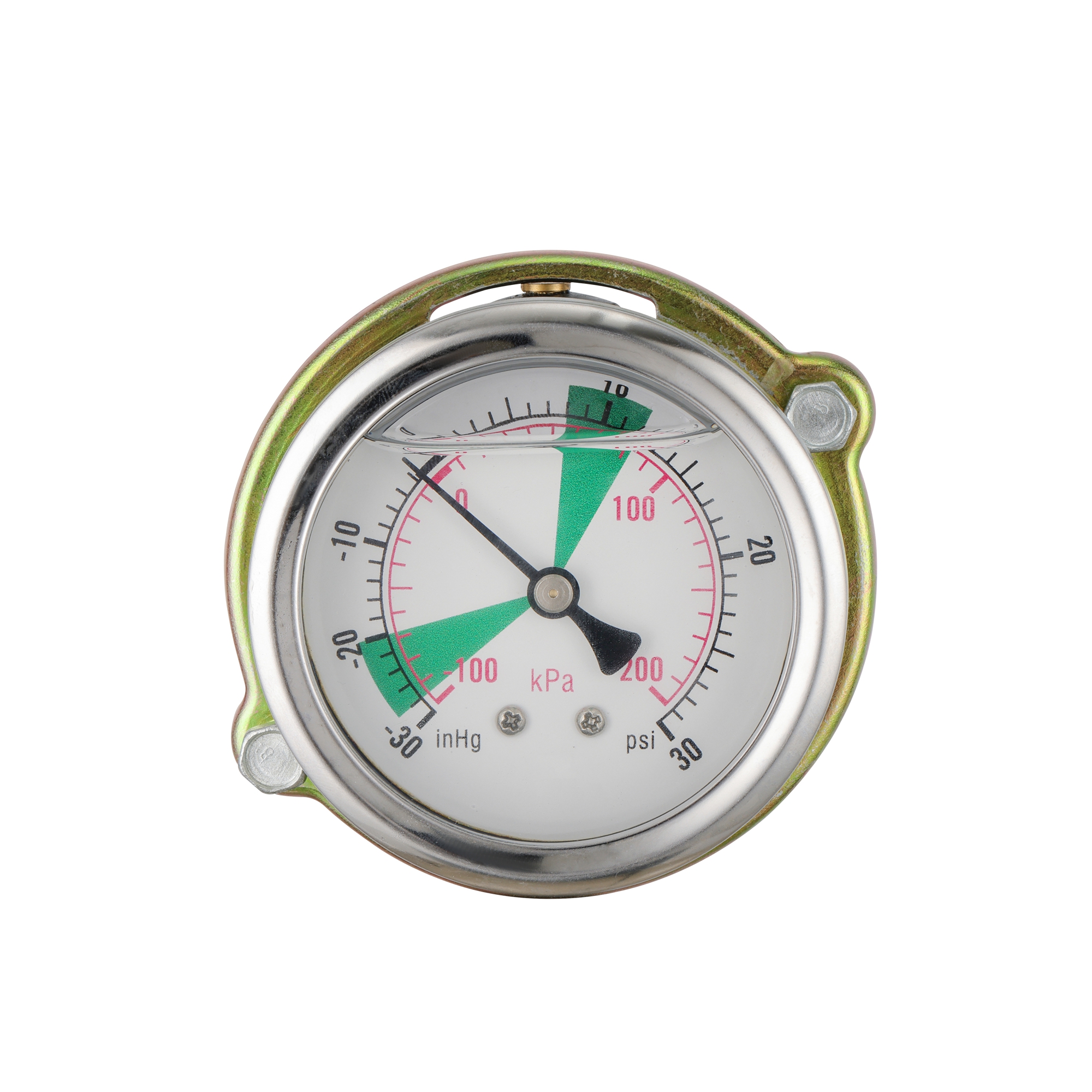 Y63 liquid filled shock resistant axial pressure gauge with flange