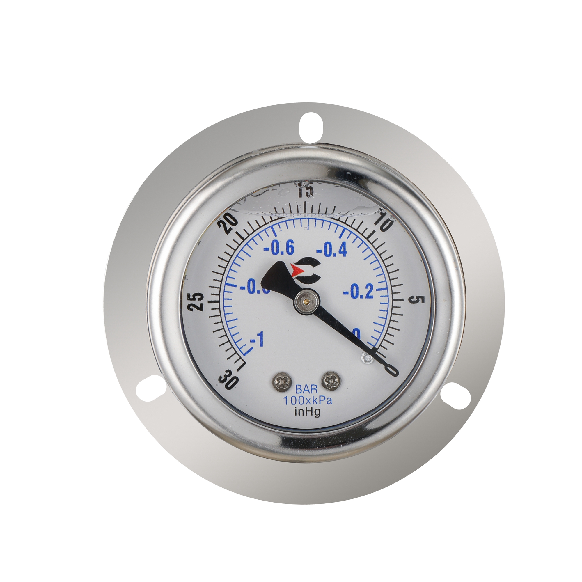 Y50 liquid filled shock resistant axial pressure gauge with flange