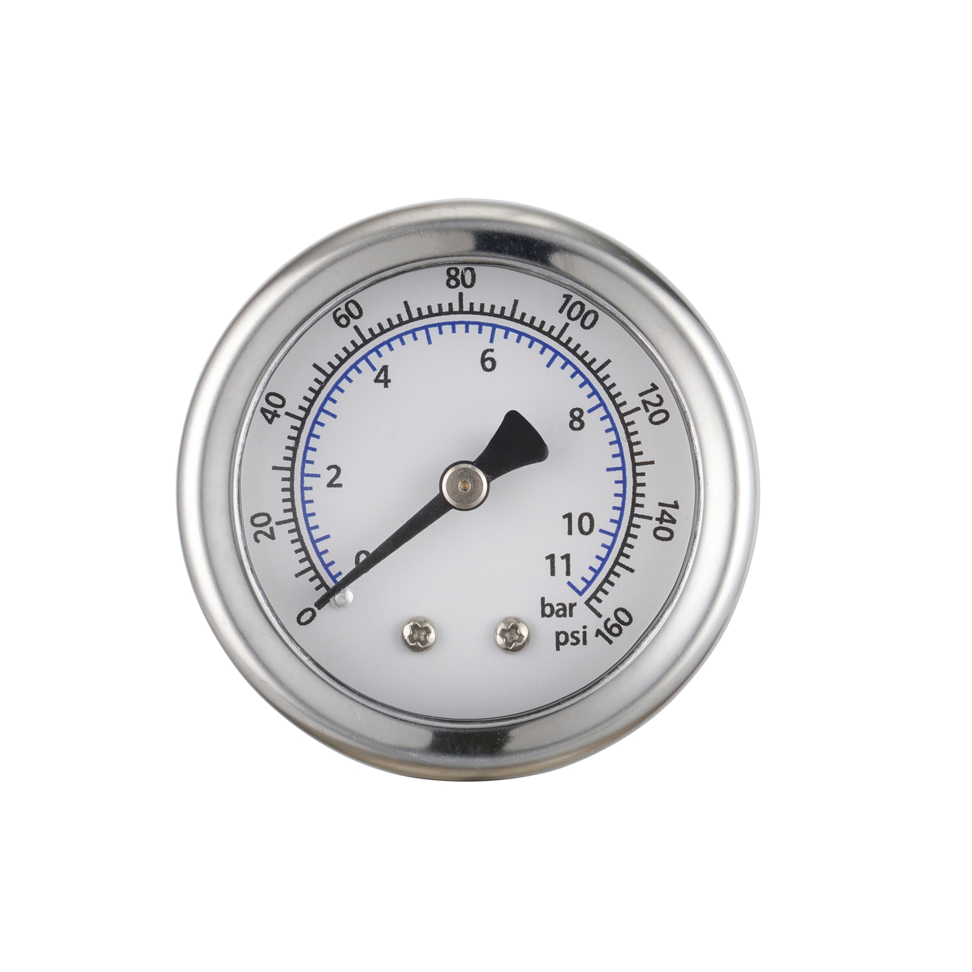 Y50 liquid filled shock resistant axial pressure gauge