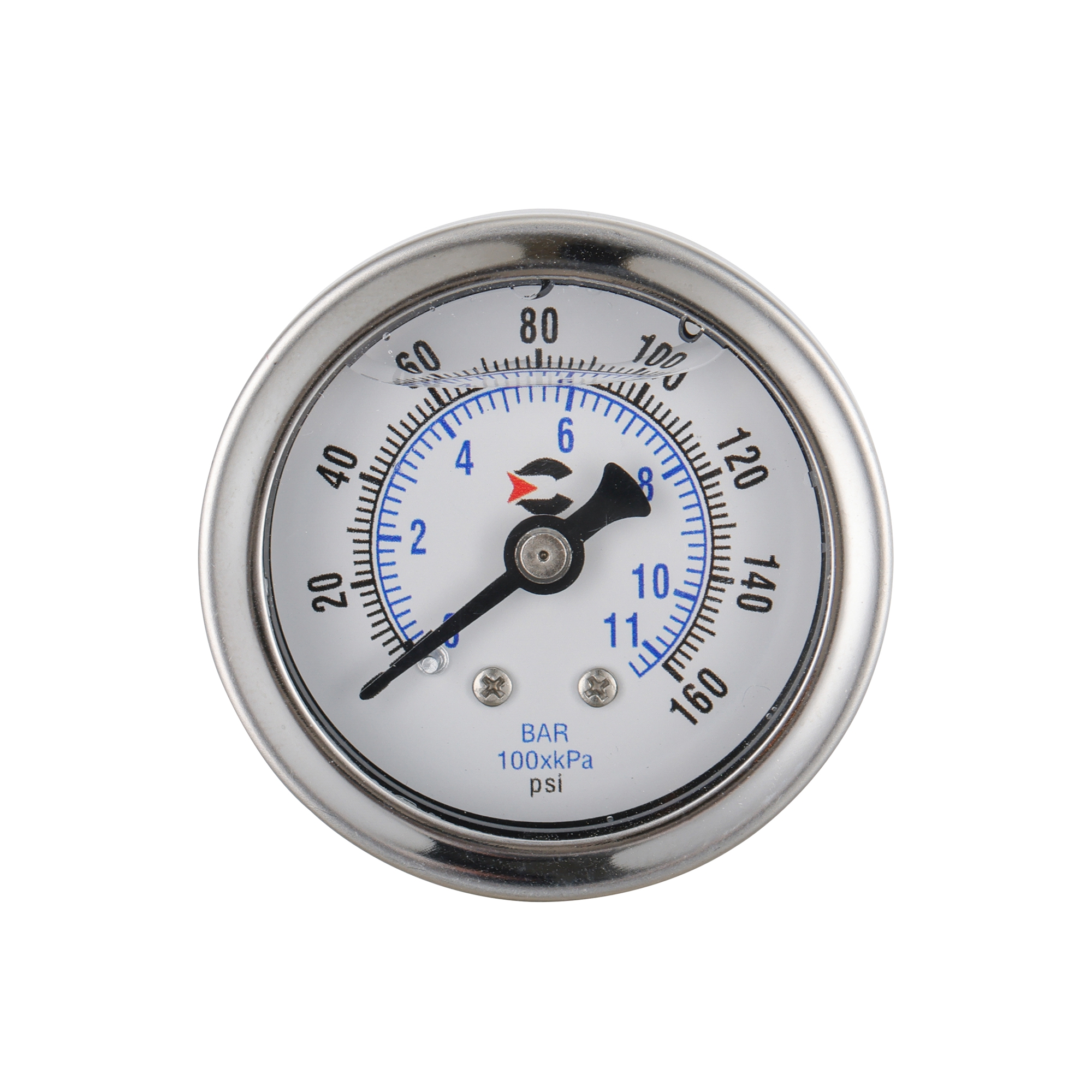 Y40 liquid filled shock resistant axial pressure gauge