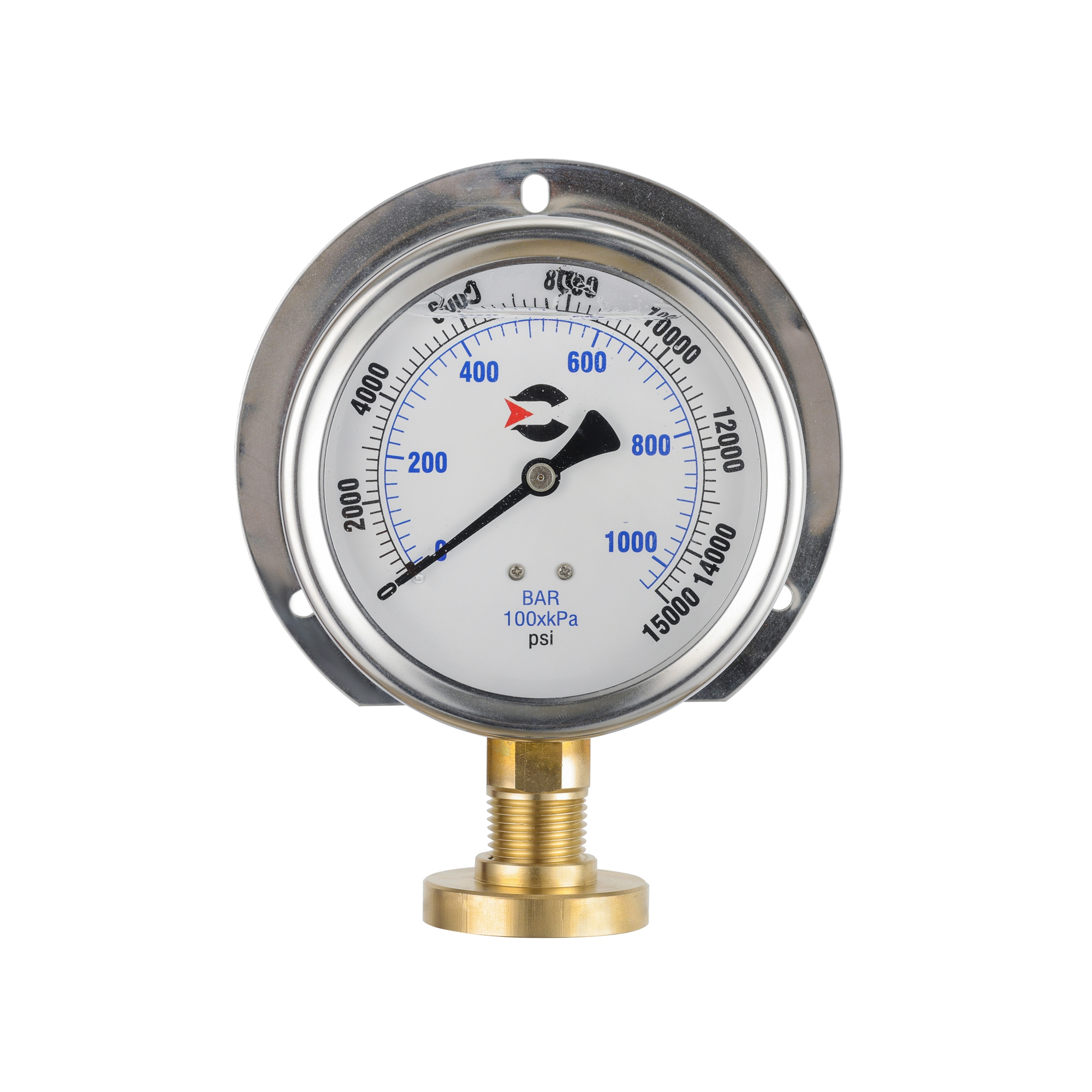 Y100 liquid filled shock resistant belt rear flange radial pressure gauge